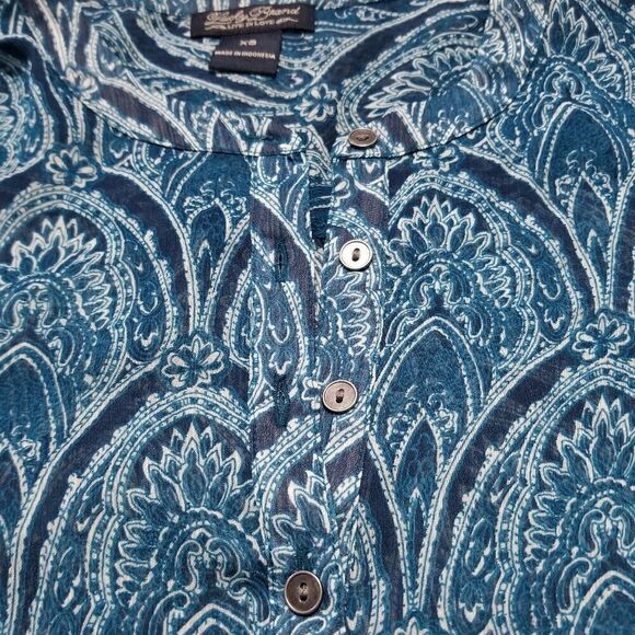 Lucky brand teal swirl design longsleeve blouse - Picture 2 of 5